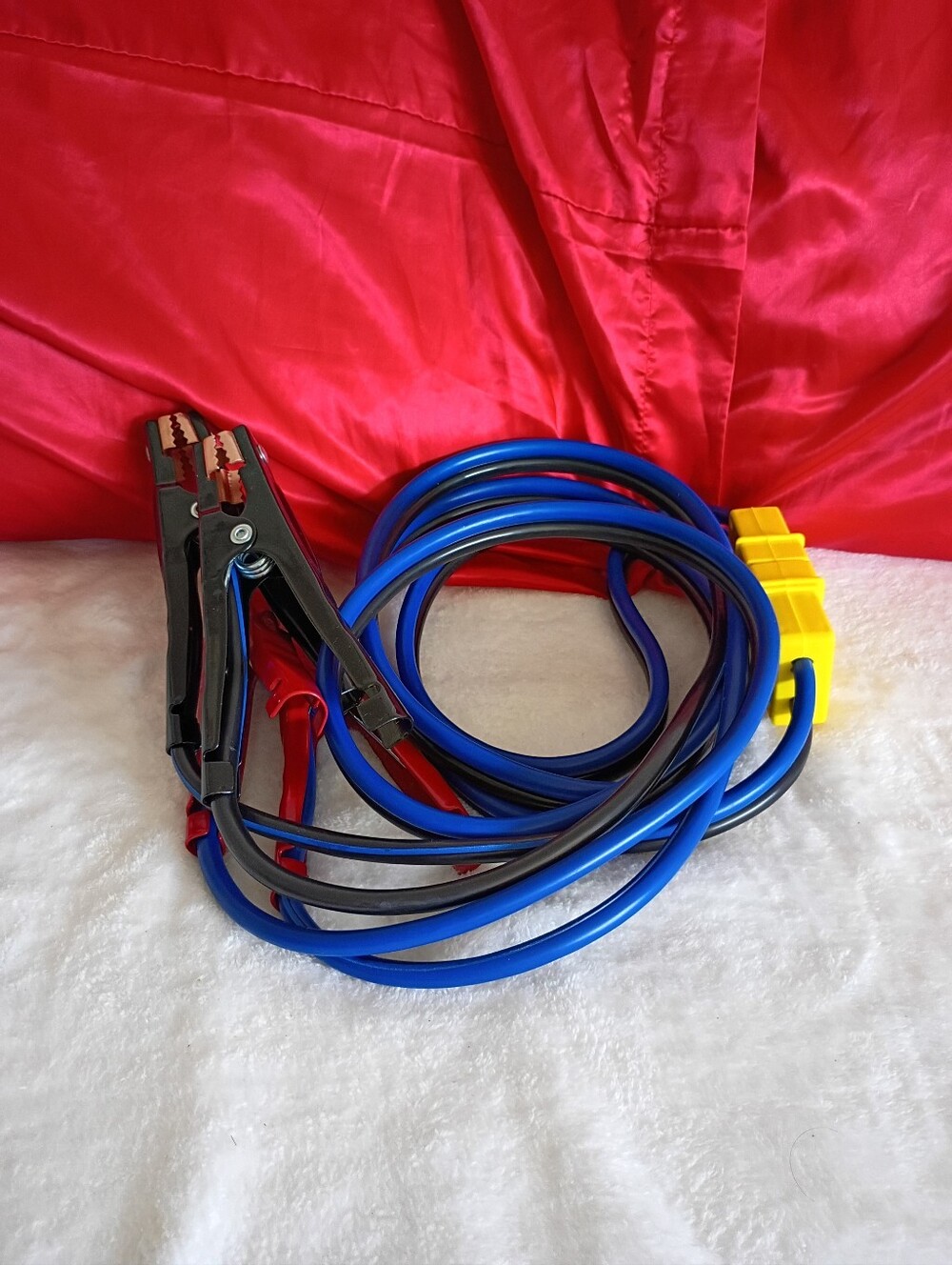 Universal Blue and Black Heavy-Duty Jump Starter Cables with Yellow Connector